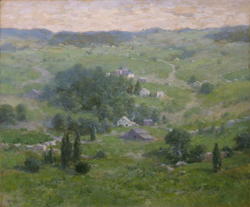 Early Summer de Charlotte B. Coman, pintura al óleo que muestra un prado iluminado por el sol