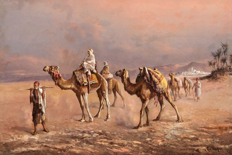 Pintura figurativa a óleo de Gaspard De Toursky com uma figura luminosa e cores vibrantes.