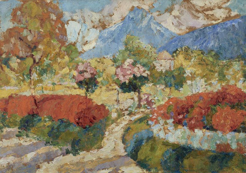Botanical scene with vibrant flowers by Victor Charreton, oil painting