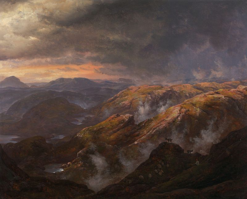 Vista del paisaje desde Lyshornet de Johan Christian Dahl, pintura al óleo