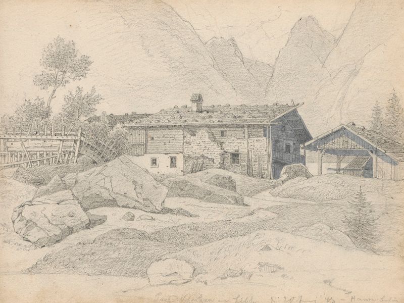 Paisaje de un pueblo en los Alpes por Arthur Blaschnik, pintura al óleo