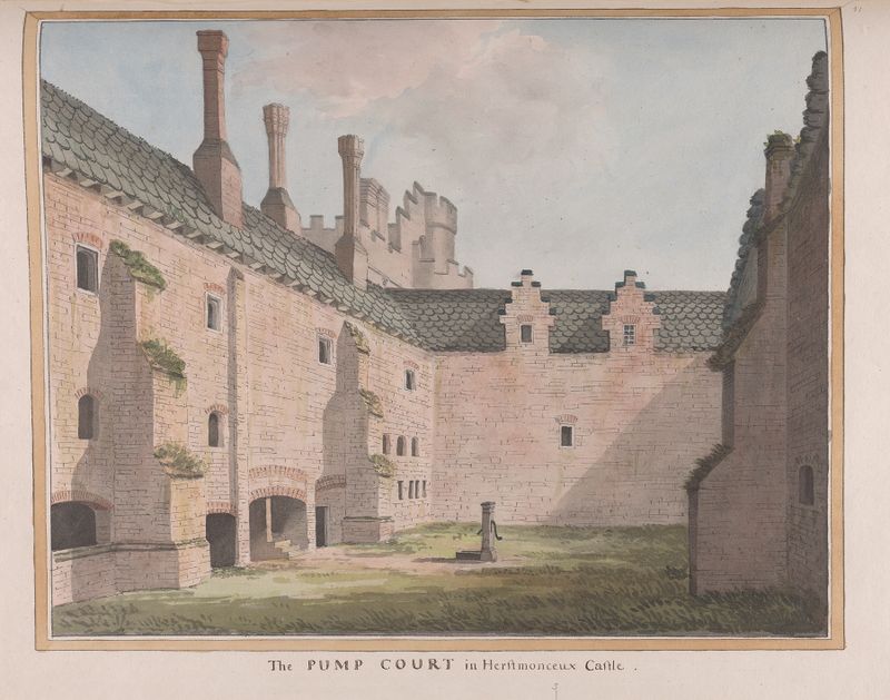 Herstmonceux Castle in oil on canvas by James Lambert