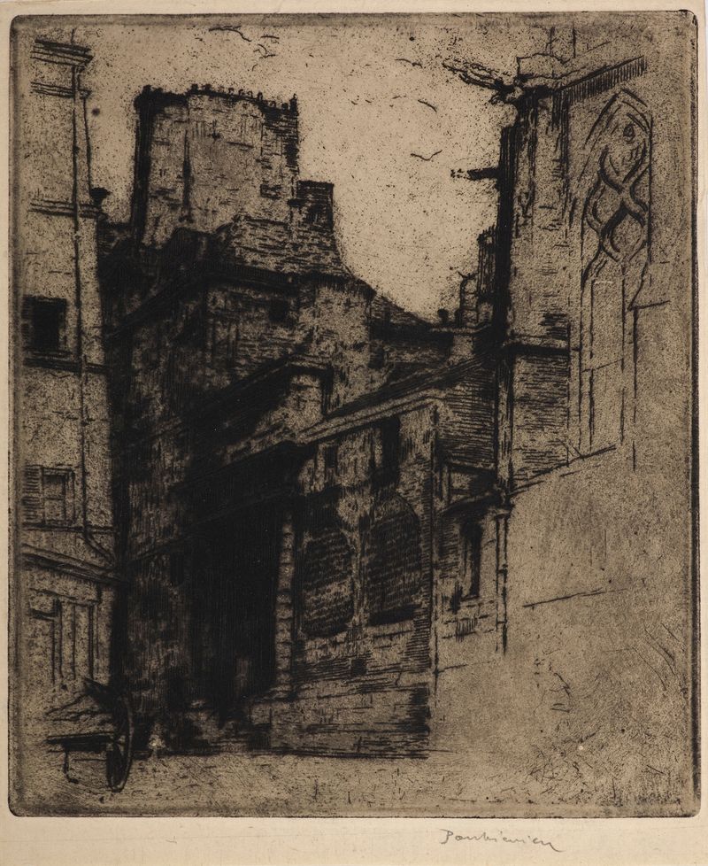 Paisagem urbana de Paris – Rue des Barres, óleo sobre tela de Józef Pankiewicz