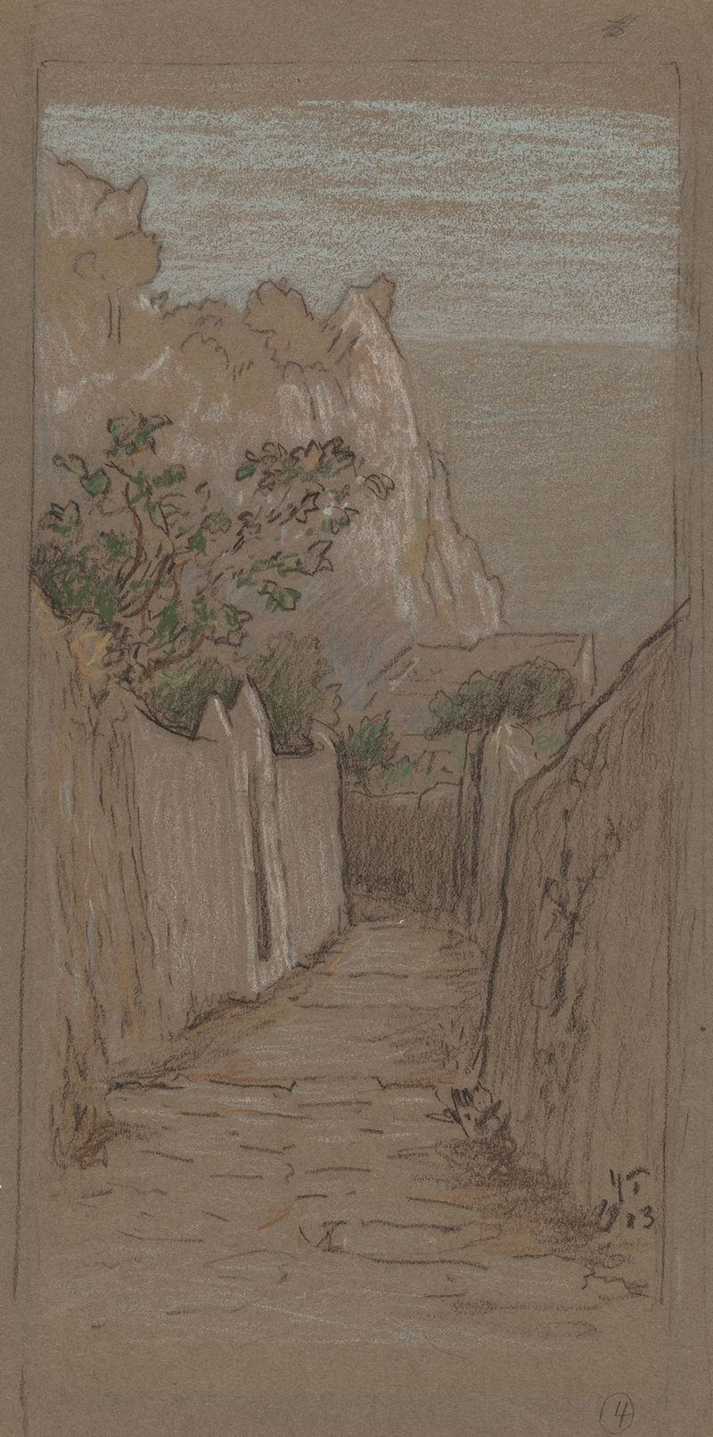 Paisaje de Capri por Elihu Vedder, pintura al óleo con colores vibrantes y profundidad emocional.