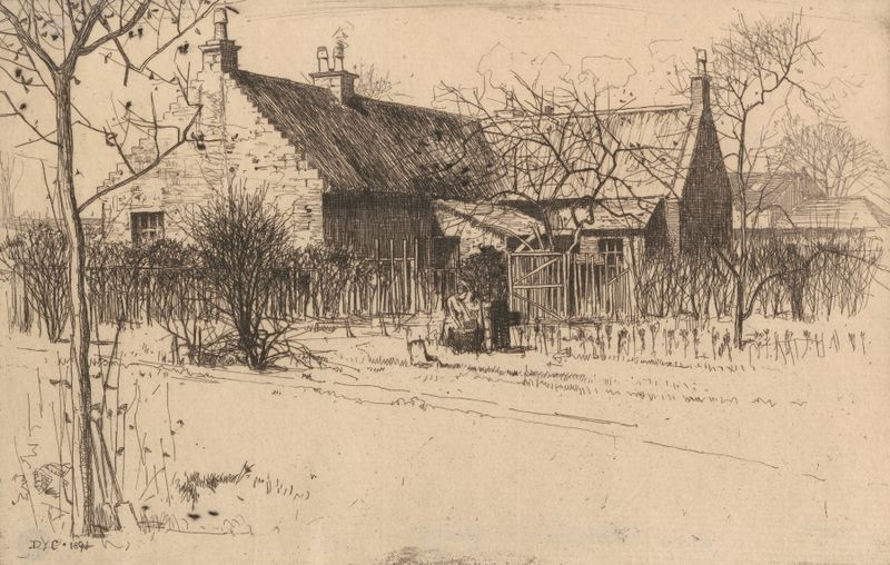 Old Balshagray de David Young Cameron, impressionismo, paisagem com colinas exuberantes e luz dourada