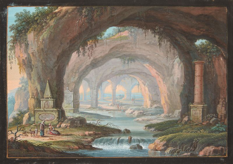 Landskab med gennembrudte grotter by Margaretha Barbara Dietzsch, unknown medium