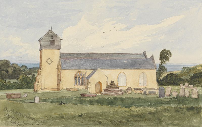 Drawing by Rev. James Bulwer, ink on paper, featuring intricate lines and nostalgic landscape.