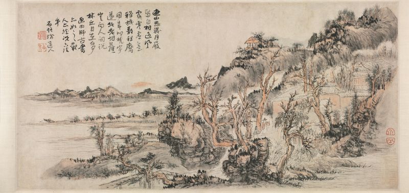 Spring Landscape de Kuncan, óleo sobre tela, retratando um rio sereno e vegetação vibrante