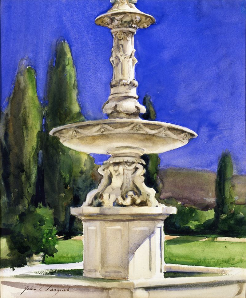 Fonte de mármore na Itália, óleo sobre tela de John Singer Sargent