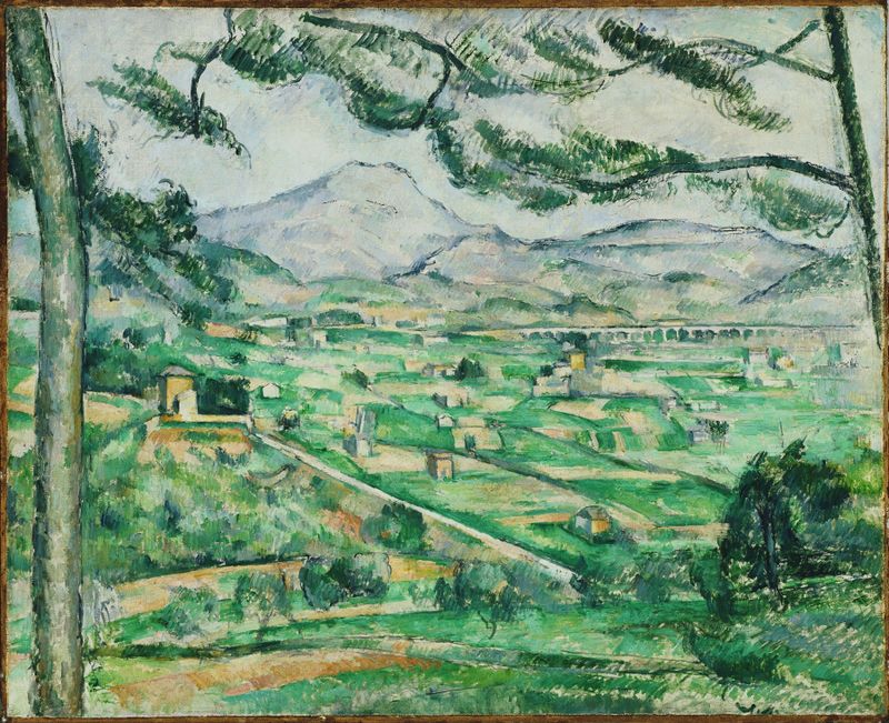 Mont Sainte-Victoire 2 by Paul Cezanne, oil on canvas depicting a tranquil mountain landscape