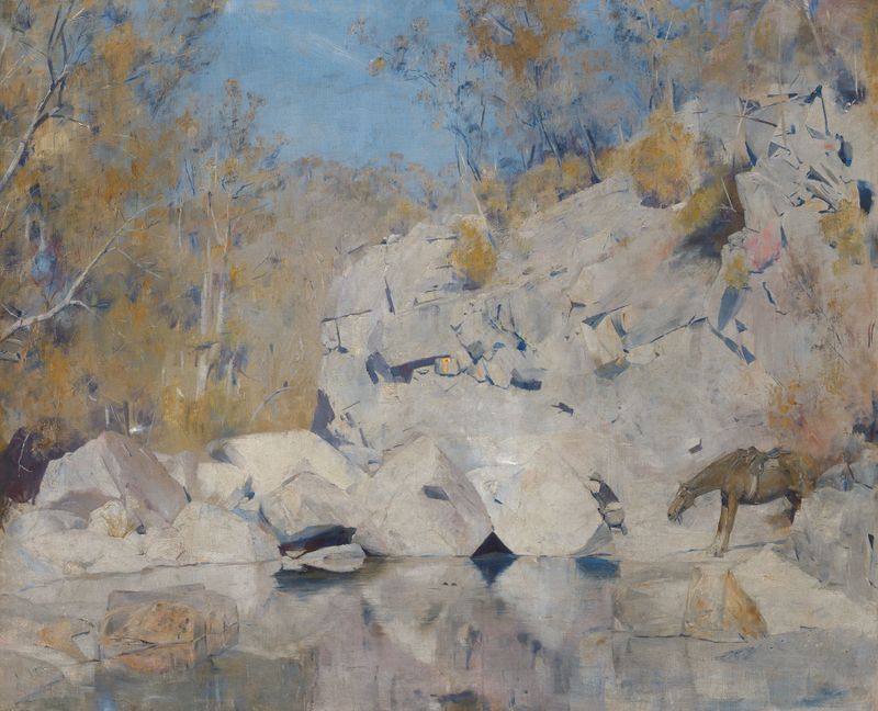 Interior scene with figures, oil painting by Tom Roberts