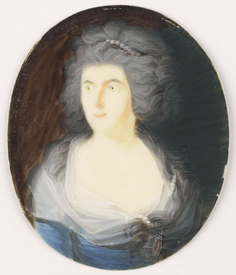 Retrato de uma dama em marfim de um artista desconhecido do século XVIII