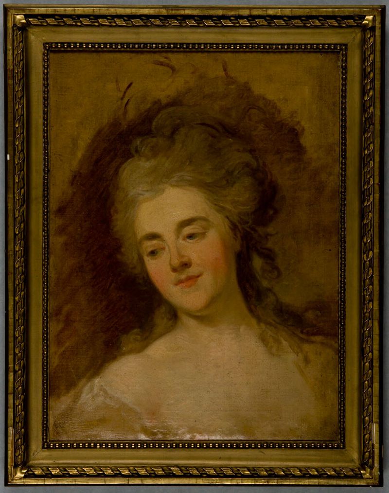 Retrato de uma mulher em um vestido, óleo sobre tela de Marcello Bacciarelli