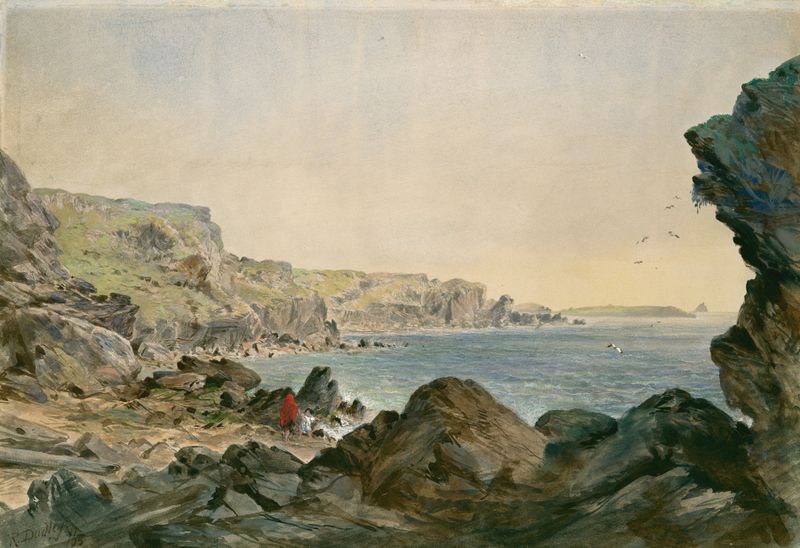 Foilhummerum Bay, Valentia by Robert Charles Dudley, oil on canvas depicting waves and clouds.
