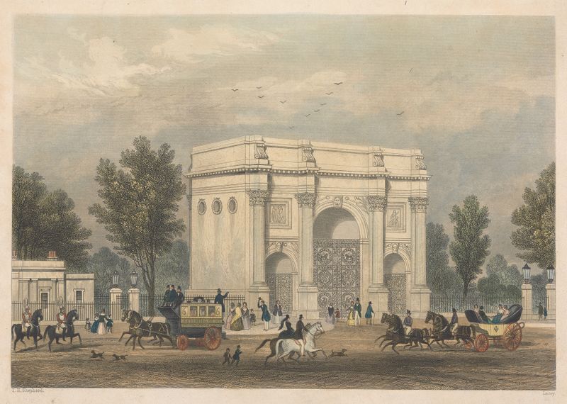 The Marble Arch by Thomas Hosmer Shepherd, Victorian architecture, marble structure
