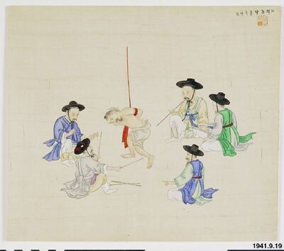 Historical scene of torture by Kim Jun-geun, Korean Traditional
