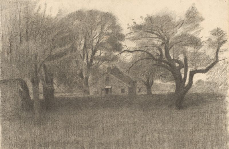 Rural Landscape de Herbert Crowley, óleo sobre lienzo que muestra colinas y un cielo pálido.
