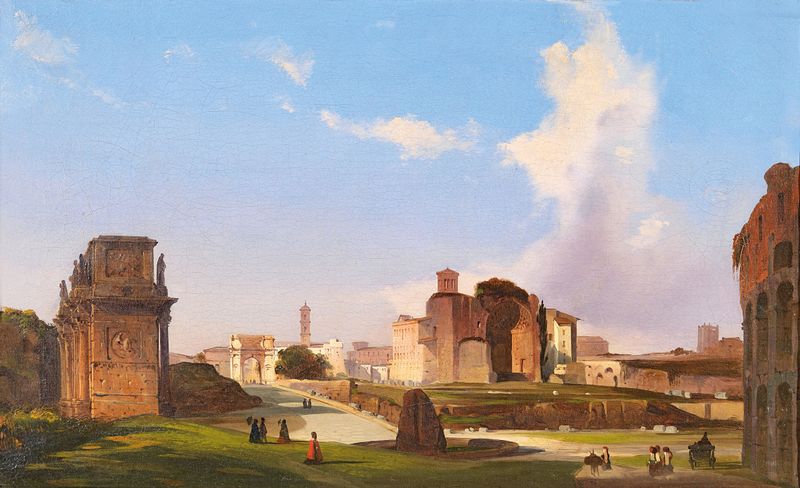 A View Of The Roman Forum With The Arch Of Constantine de Ippolito Caffi, óleo