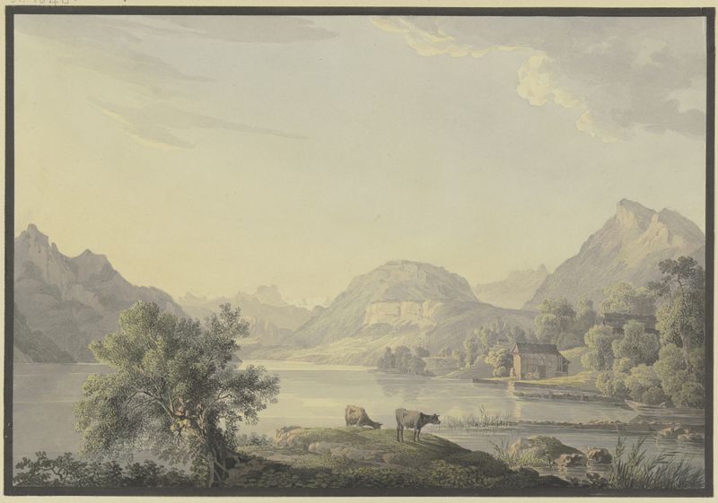 Landscape with cows under a willow tree by Carl Philipp Schallhas