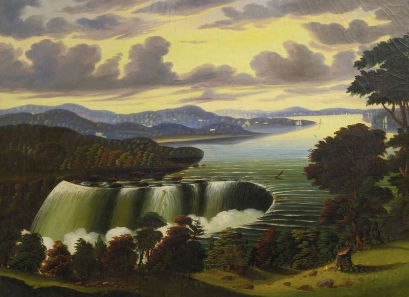 Niagara Falls visto desde Goat Island, óleo sobre lienzo de Thomas Chambers