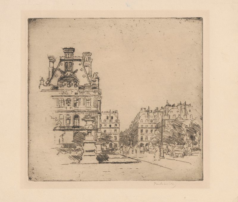 Escena de género de Des Tuileries Street, París por Józef Pankiewicz, óleo sobre lienzo