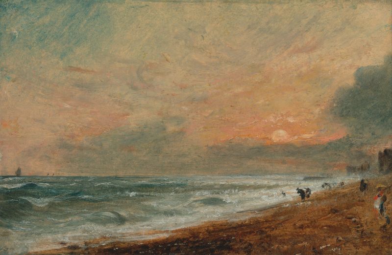 Hove Beach de John Constable, pintura a óleo que retrata ondas e um céu nublado