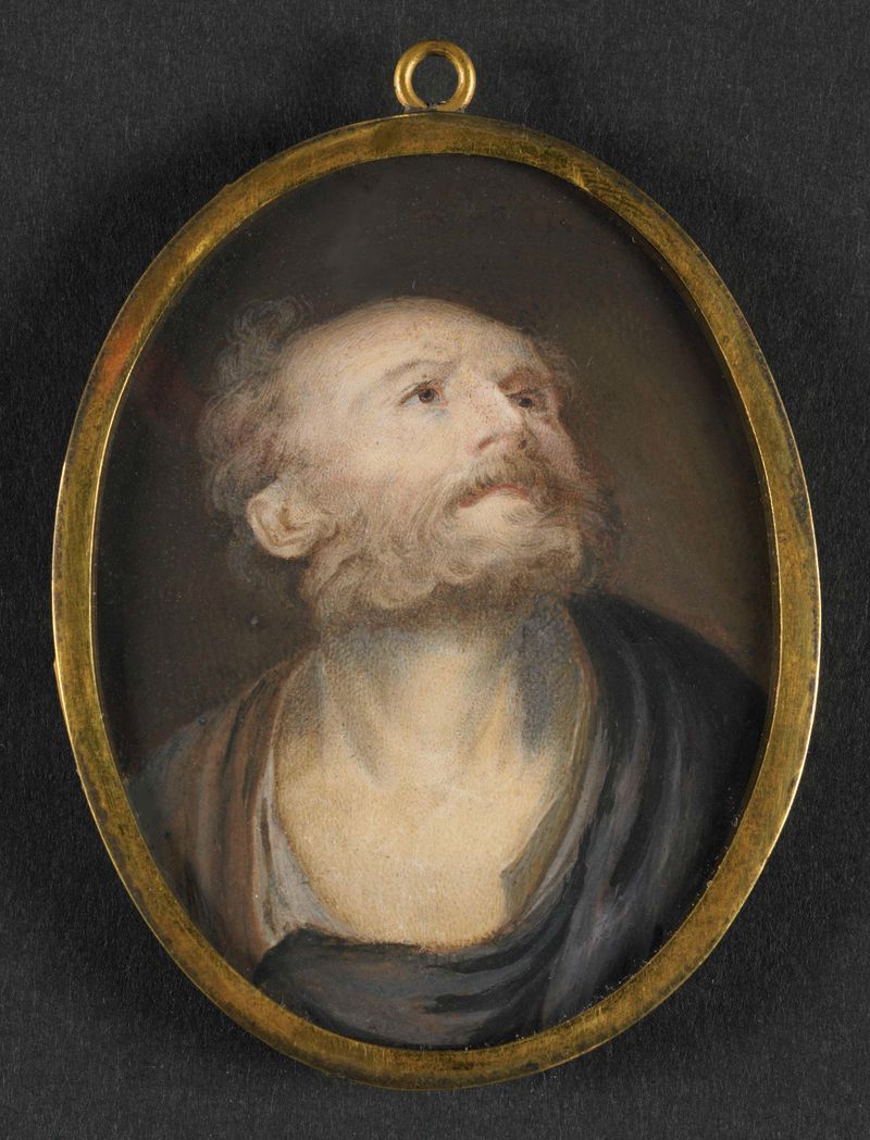 Retrato de un anciano, medio de pergamino, por artista desconocido