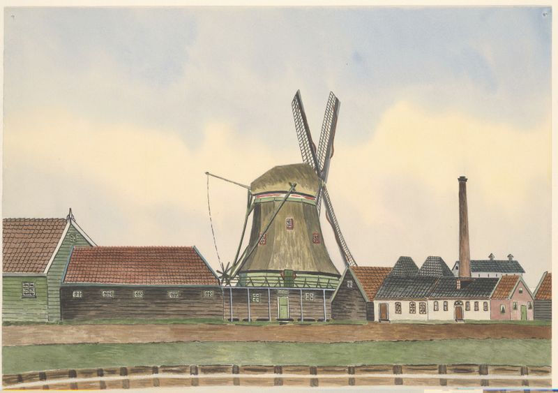 Paisaje con un molino y un río de Johannes Nicolaas Eijman, pintura al óleo