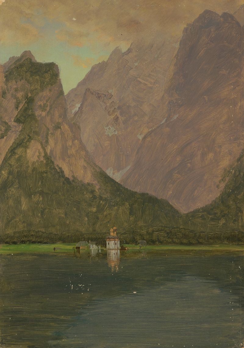 Paisagem de Koenigsee, perto de Berchtesgaden por Frederic Edwin Church, pintura a óleo