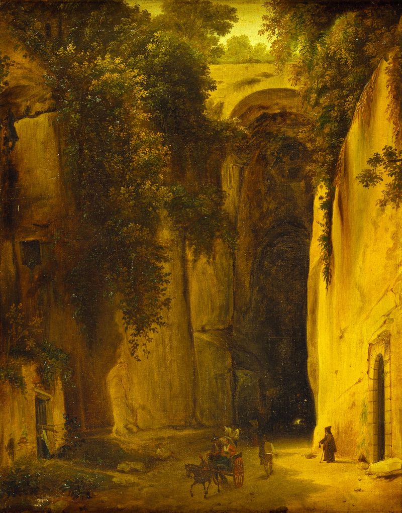 A Gruta de Posillipo em Nápoles, óleo sobre tela de Michelangelo Pacetti