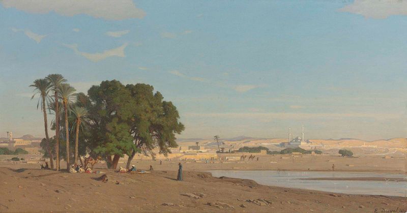 Figuras junto a un oasis, óleo sobre lienzo de Etienne Duval