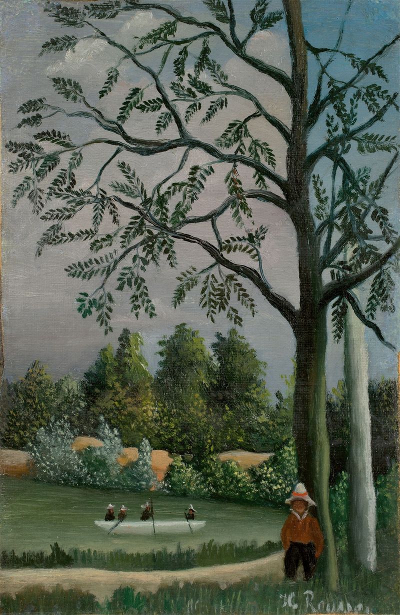 Landscape with fishermen by Henri Rousseau, oil painting