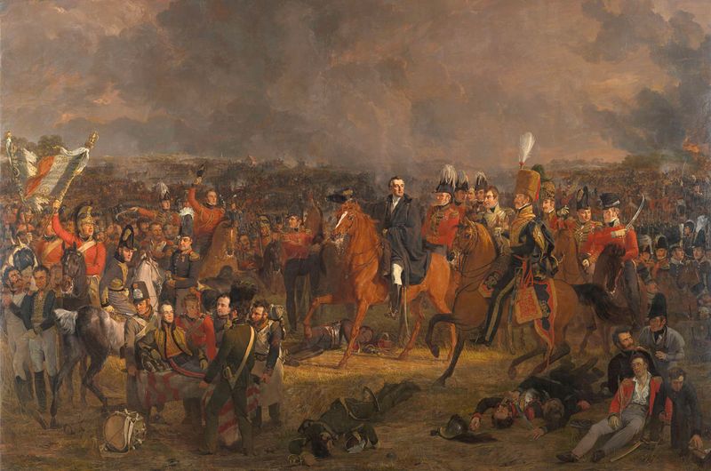 The Battle of Waterloo, oil painting by Jan Willem Pieneman, depicting Wellington receiving news of Prussian forces.