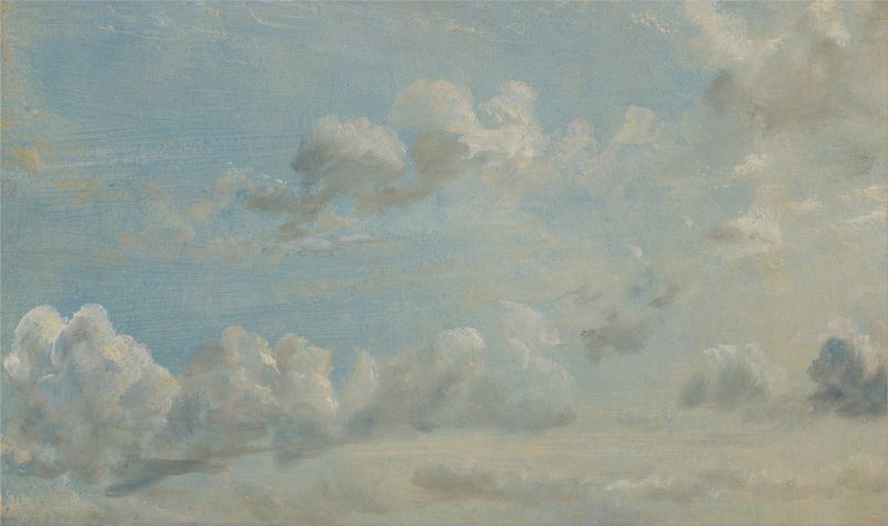 Cloud Study de John Constable, pintura a óleo que retrata nuvens dinâmicas em um céu sereno