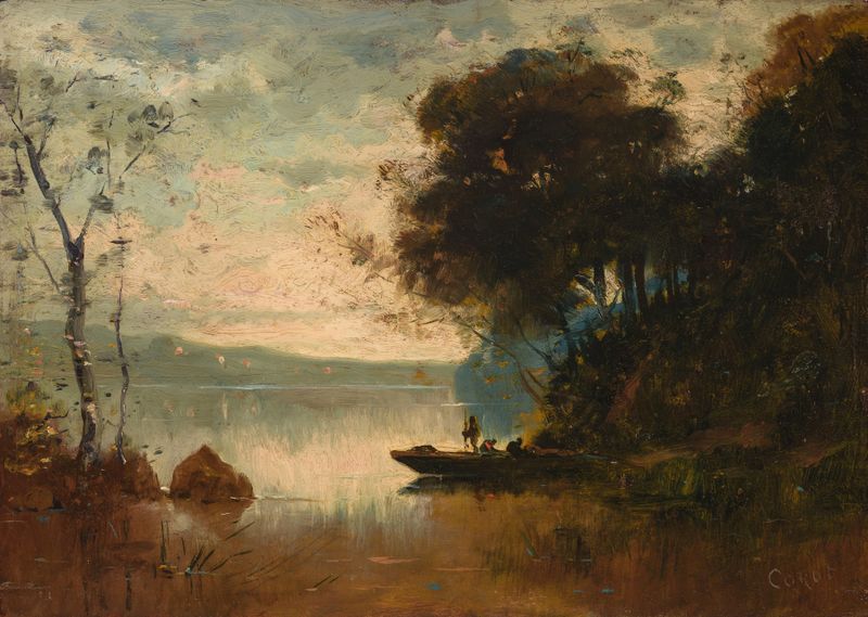 Paisaje que representa la memoria y la naturaleza de Jean-Baptiste-Camille Corot, óleo
