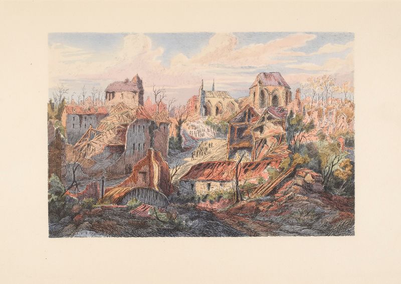 Landscape by E. Tatin, oil painting depicting nature and modernity
