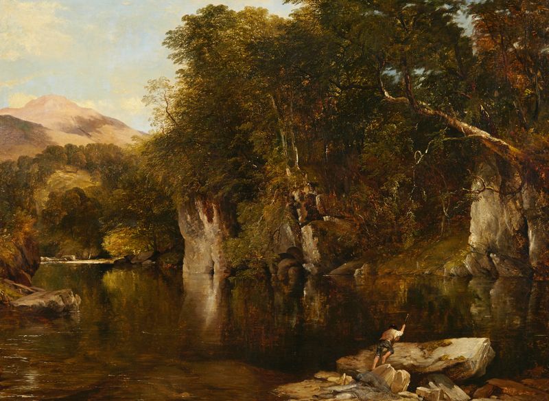 Figurative oil painting by Frederick Richard Lee depicting a poacher in a tense moment.