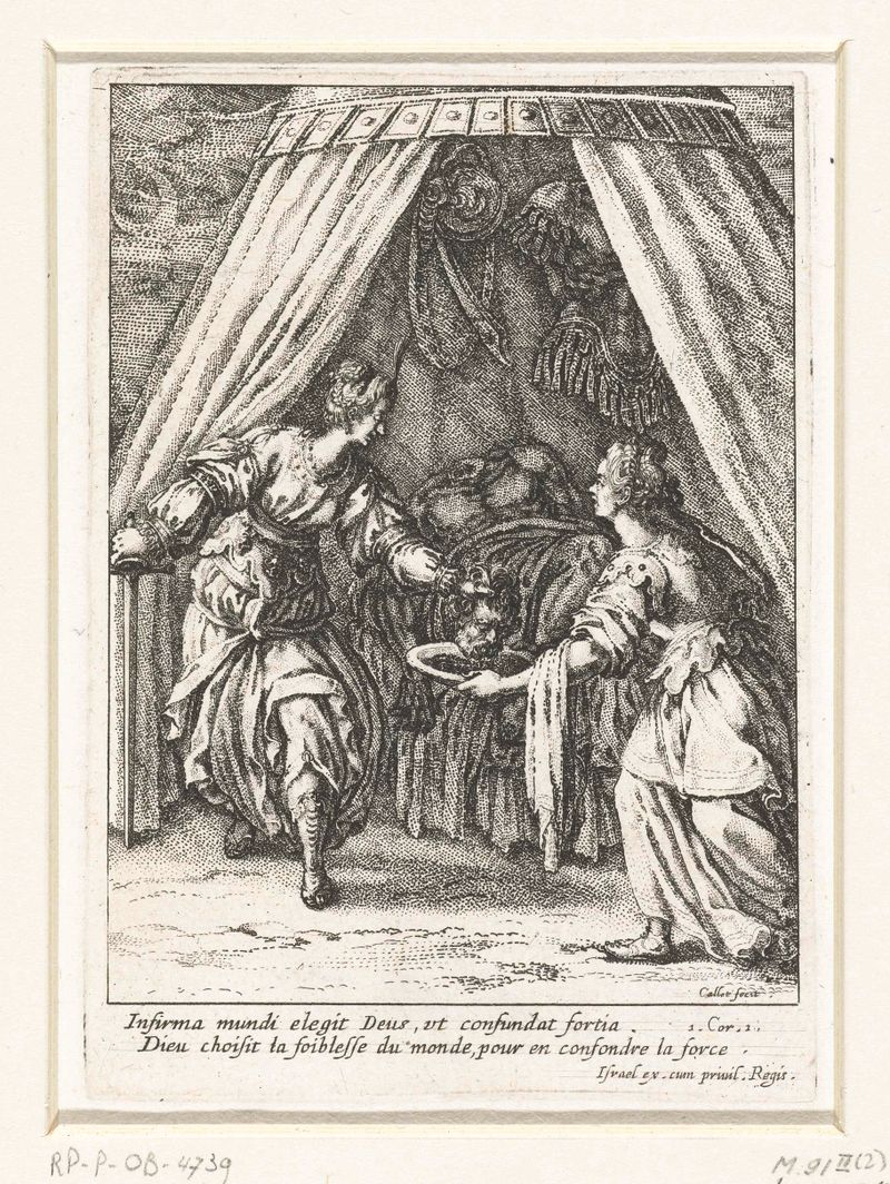 Judith holding Holofernes' head, etching by Jacques Callot