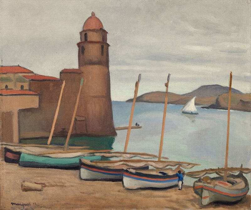 Le phare de Collioure de Albert Marquet, óleo que retrata um farol no mar.