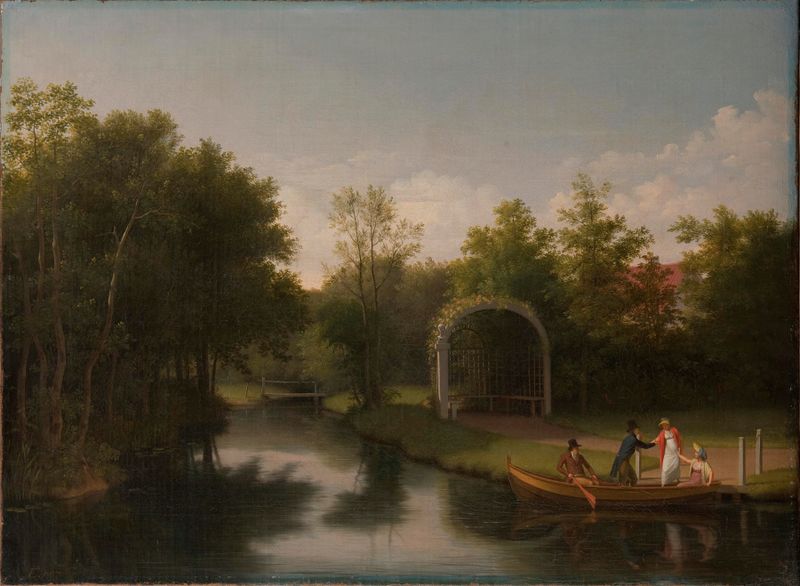 Arbour in the park of Sanderumgård manor, pintura a óleo de Christoffer Wilhelm Eckersberg