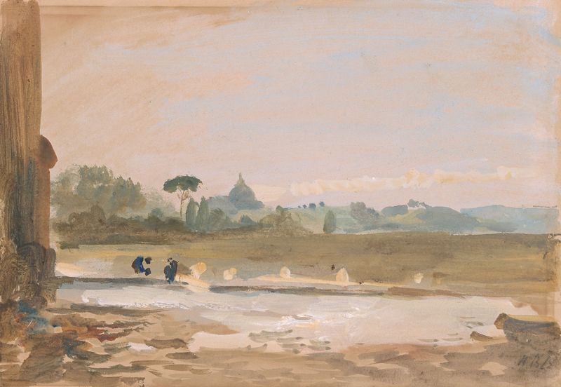 Vista distante de Roma, óleo sobre tela de Hercules Brabazon Brabazon