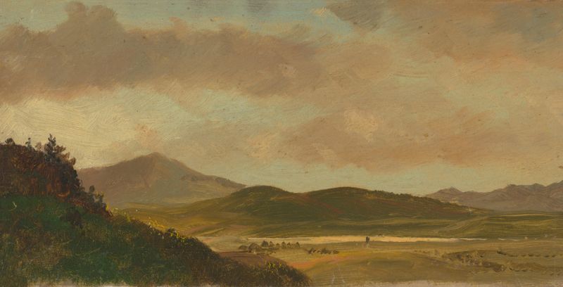 Paisaje de Frederic Edwin Church, óleo que representa un cielo vibrante y un horizonte distante
