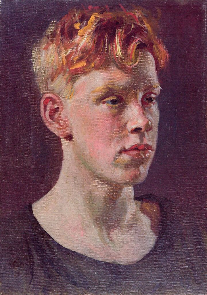 Retrato de um jovem em uma camisa preta, óleo sobre tela de Denman Waldo Ross