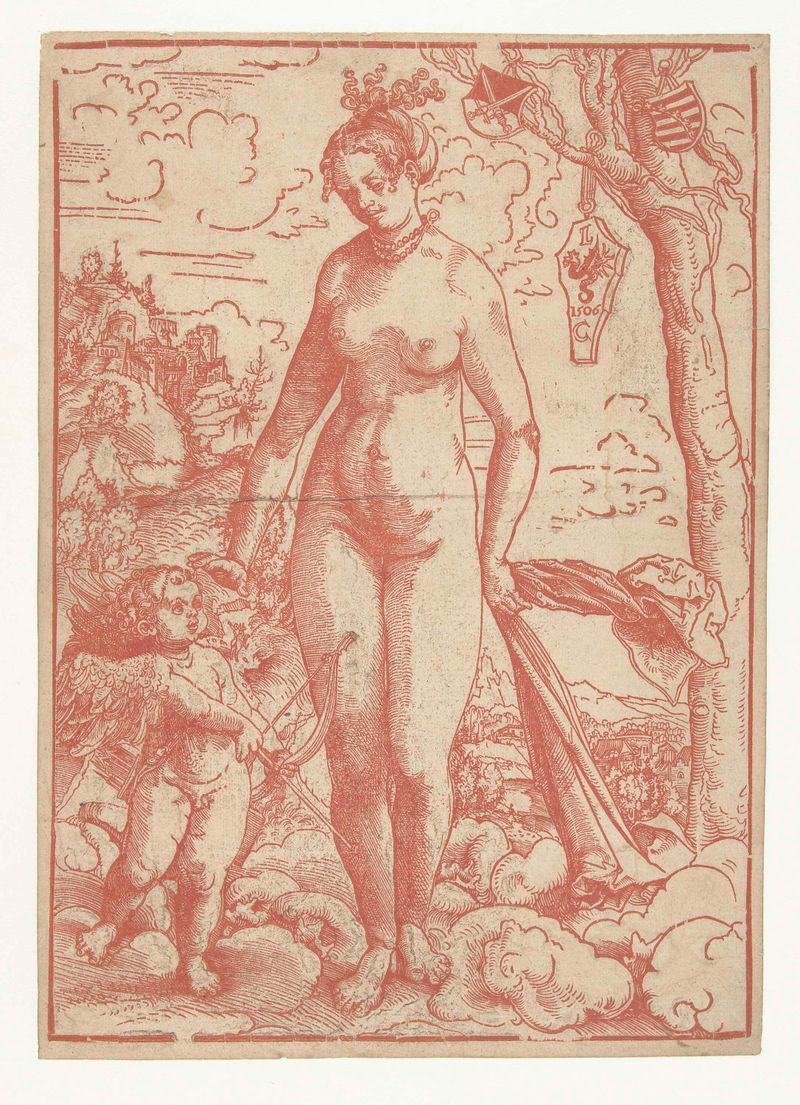 Venus en Amor de Lucas Cranach (I), óleo sobre painel, retratando uma Vênus nua com expressão serena.