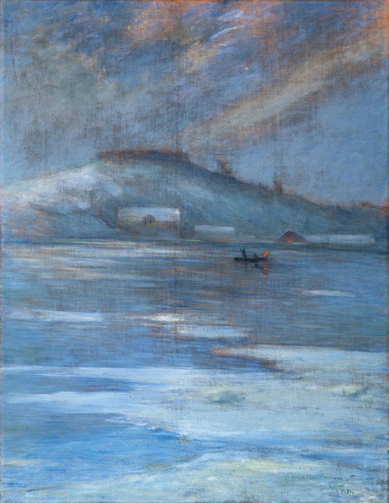 Estocolmo de Karl Nordström, óleo sobre lienzo, que representa un paisaje urbano con un cielo vibrante.