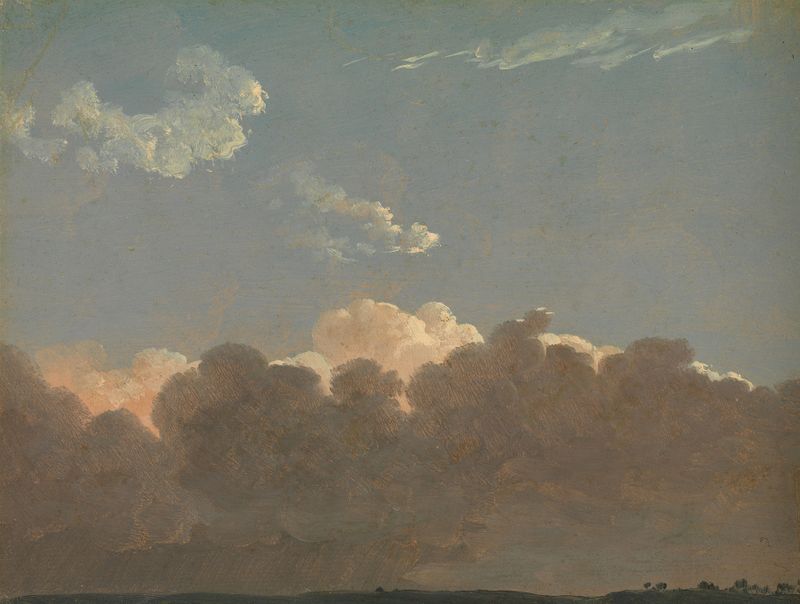 Cloud Study (Distant Storm) by Simon Denis, oil painting depicting a turbulent sky with clouds.
