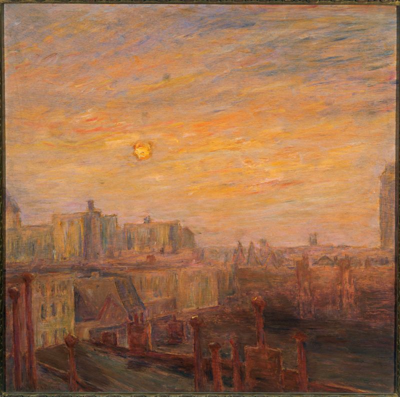 Escena interior con luz y sombra, pintura al óleo de Carroll Brown
