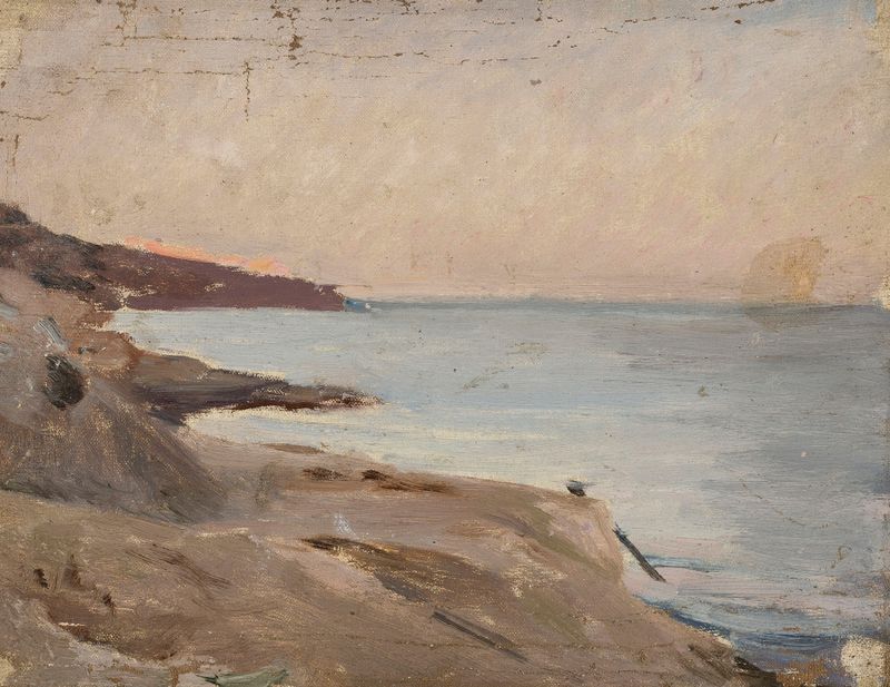Marine landscape – Yalta de Jan Ciągliński, pintura al óleo que representa olas y costa.