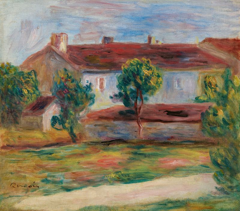 Paisagem com uma casa, óleo sobre tela de Pierre-Auguste Renoir