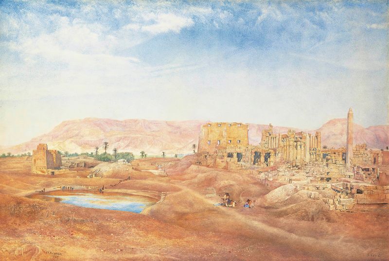 View of the Temple of Karnak from the Sacred Lake, oil on canvas by Henry Roderick Newman